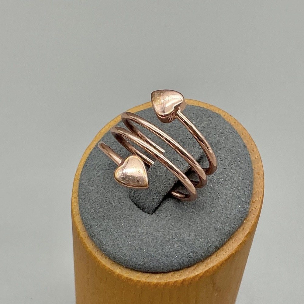 Ring Size 10 Copper Tone Double Heart Coil Wrap Band Cocktail Ring Women Fashion